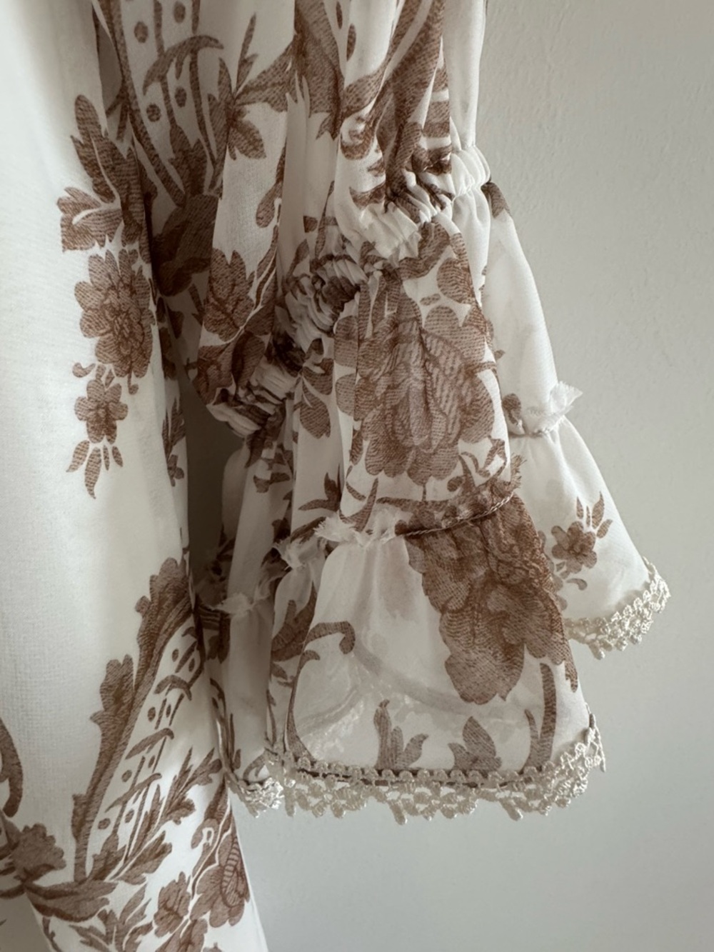 Ungaro Floral Paisley Ruffle Maxi Dress XXL Cream Gold NWOT - Picture 12 of 14